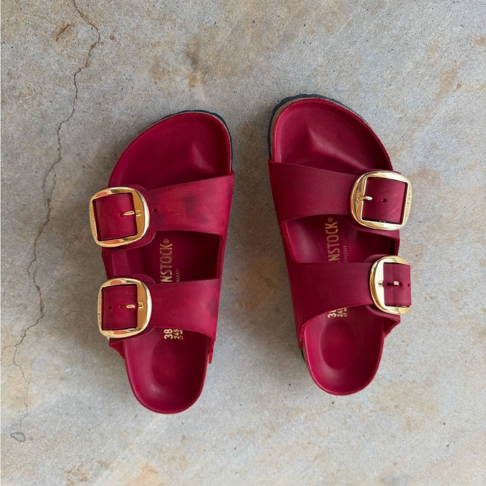 Birkenstock Arizona Sz 38 Fire Red New 100% Leather - Picture 5 of 8